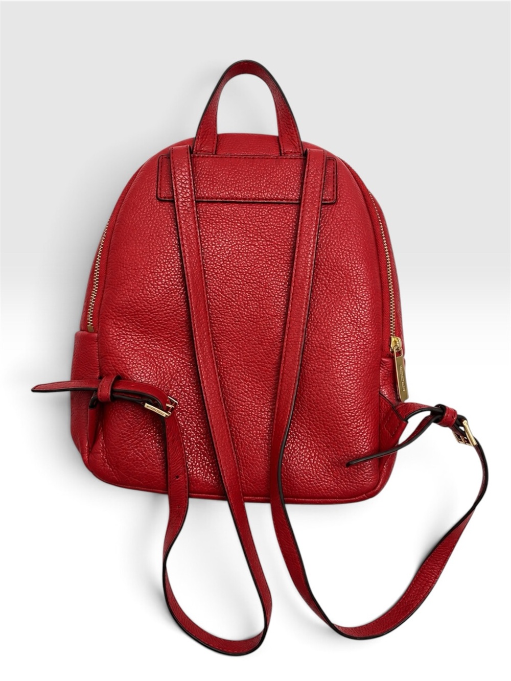 Michael Kors Red Studded Leather Backpack - Picture 3 of 10